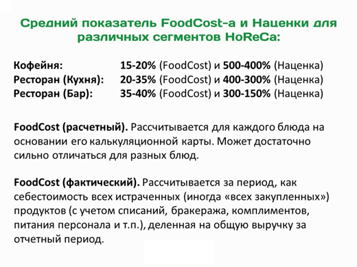 Расчет себестоимости роллов food cost - таблица калькуляции ингредиентов